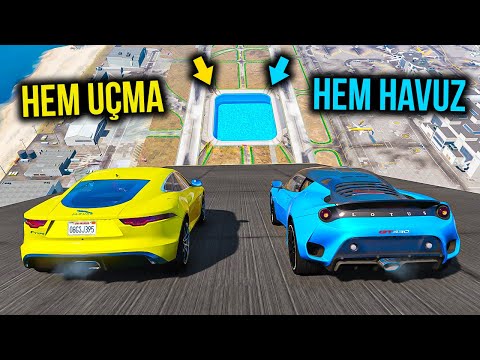 Jaguar vs Lotus Ailesi Arabalar Hem Uçma Hem Havuz Parkurunda !!! Örümcek Abi ile GTA 5