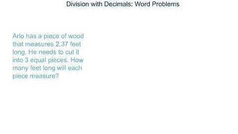 Division with Decimals: Word Problems