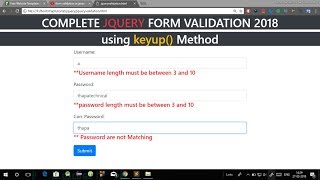 Form Validation in jQuery in Hindi | Registration Form Validation Using jQuery in Hindi