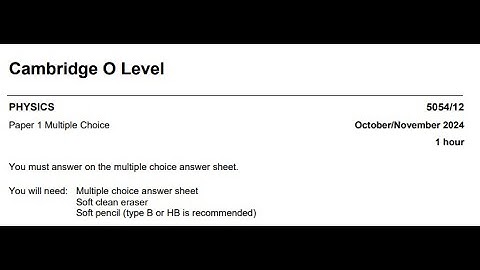 O Level Physics 5054 | October/November 2024 | Paper 12 | MCQ Solved with Explanation