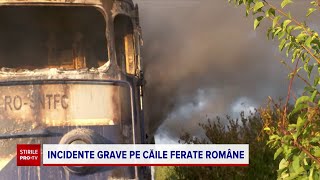 ANIMAȚIE GRAFICĂ. Momentul în care locomotiva unui tren a luat foc în mers, în Arad