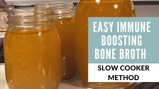 EASY Immune Boosting Bone Broth || Slow Cooker Nourishing Chicken Bone Broth