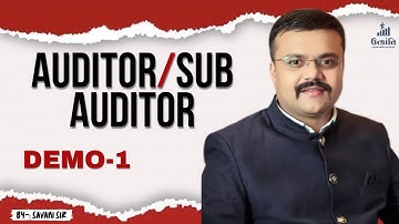 Auditor & Sub-Auditor Exams | Demo -1 | by Savani Sir|