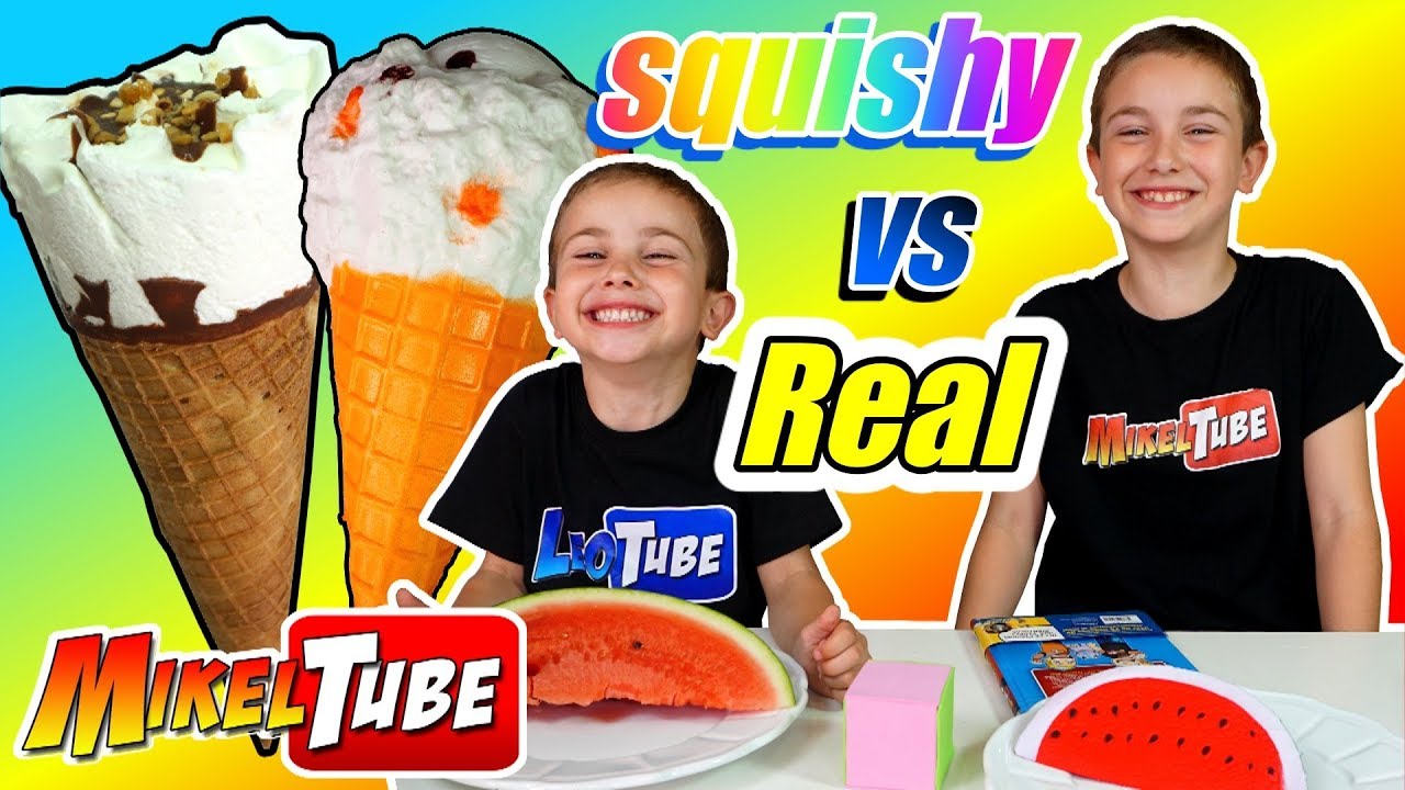 ⁣Squishy vs Real Food Challenge con Mikel y Leo
