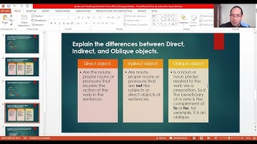 Explain the differences between Direct, Indirect, and Oblique objects (Syntax and Teaching Grammar)