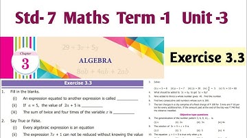 7th Maths Term 1 Chapter 3 Algebra Exercise 3.3 | Samacheer Kalvi 7th Std Maths