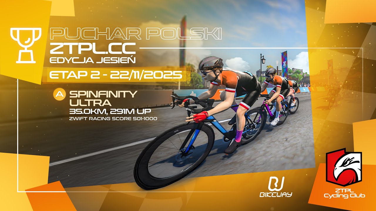Spinfinity Ultra (35 km / 291 m up) | Puchar Polski ZTPL.CC 2025 - MEGA - Etap 2 | Zwift Race LIVE