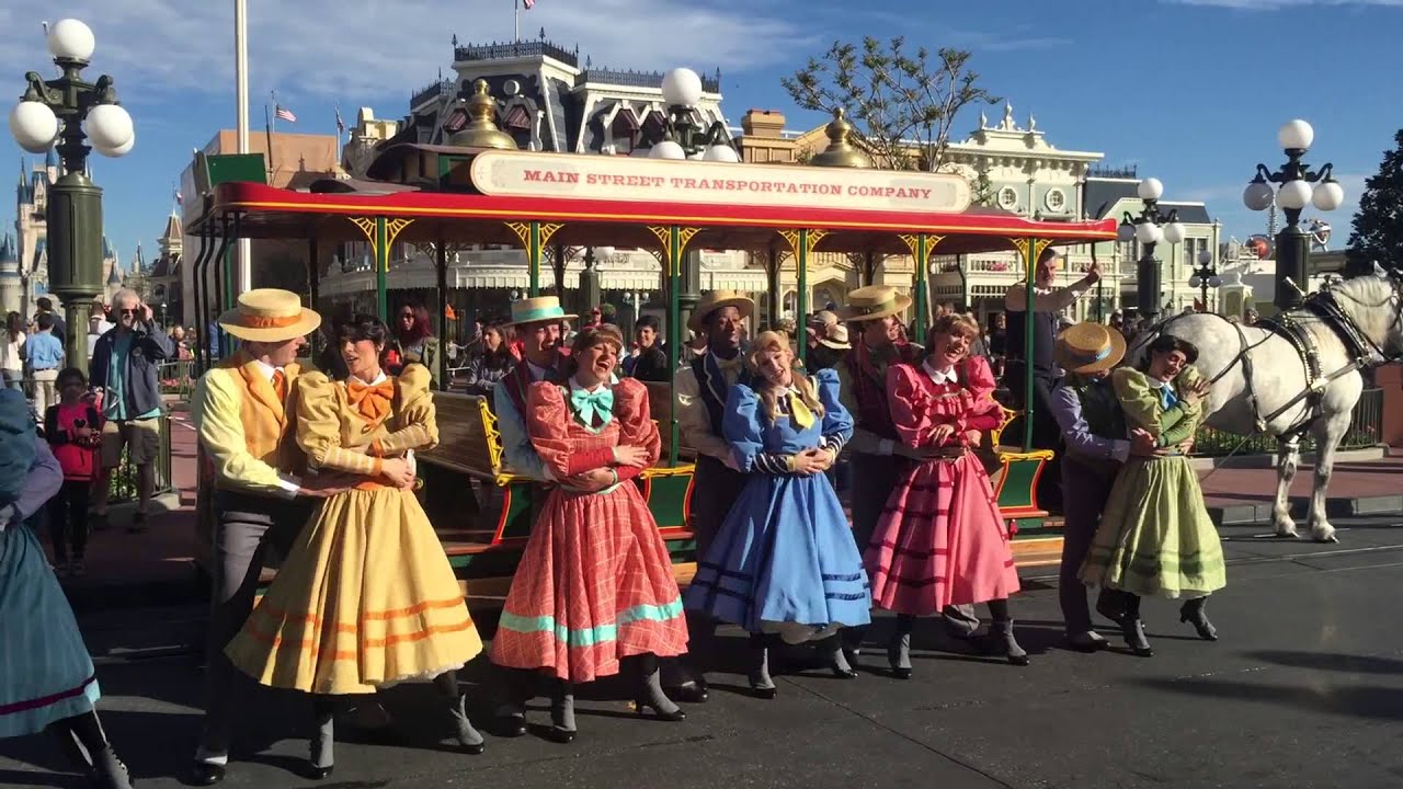 new winter 2015 main street u s a trolley show the magic kingdom christmas parade