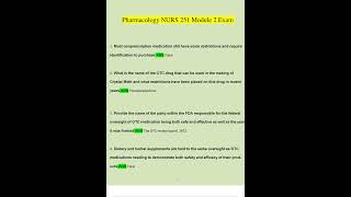 NURS 251 Pharmacology Module 2 Exam Newest Questions and Answers 2023 2024 Verified by Expert