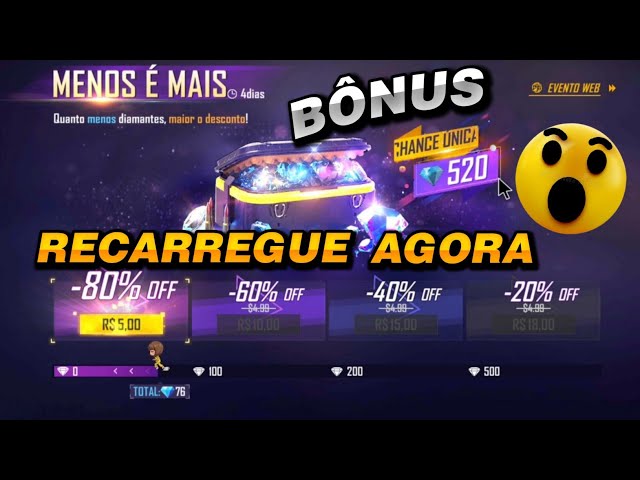 Free Fire: evento Menos é Mais dá até 420% de bônus em diamantes