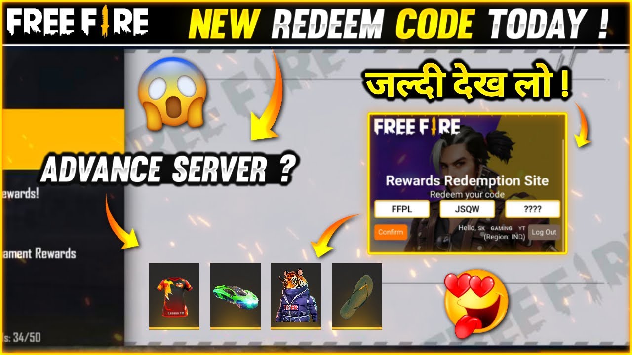 🔥 FREE FIRE REDEEM CODE TODAY 🔥 NEW CODE FREE FIRE 