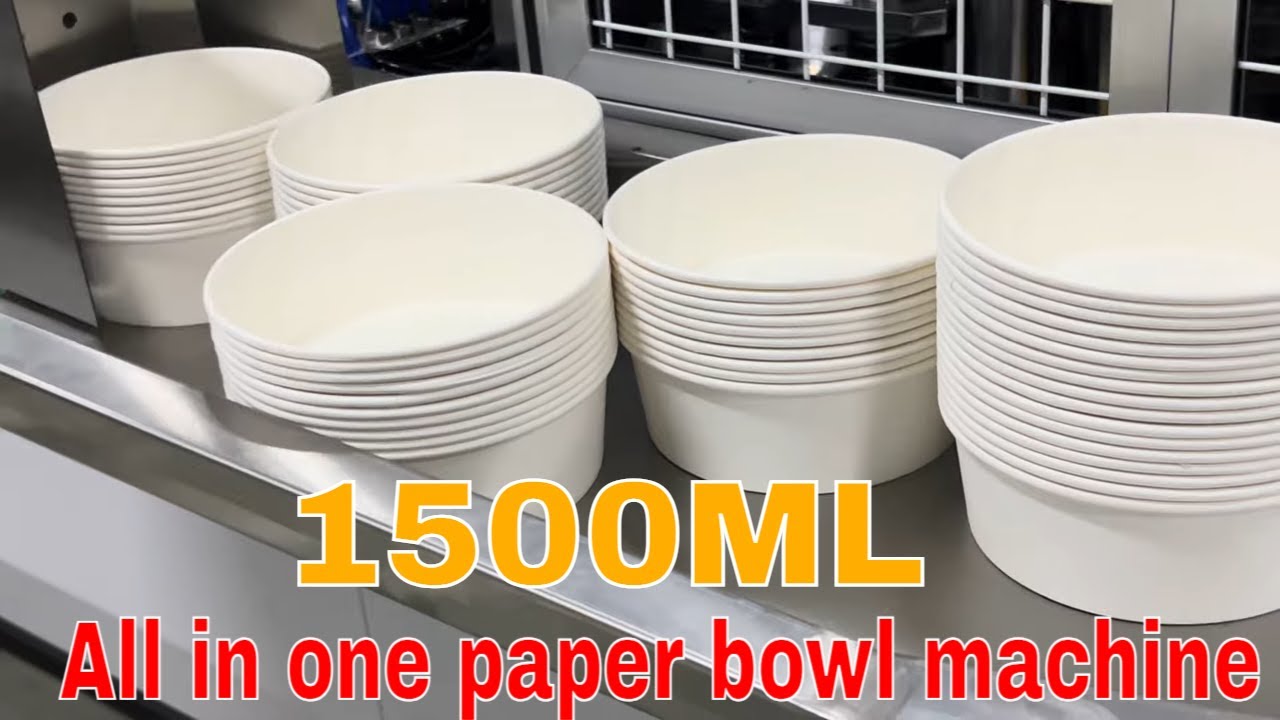 Kraft paper bowl machine // round salad paper food container making machine // food package ideas
