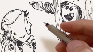 Concept Art For Animation 1: Character Design With Robot Pencil & Pen On Paper Process #asmr