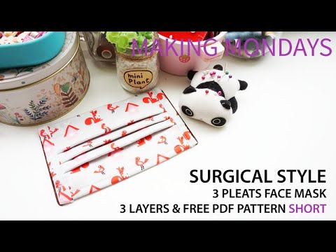 Surgical Style 3 Pleats Face Mask 3 Layers & Free PDF ...