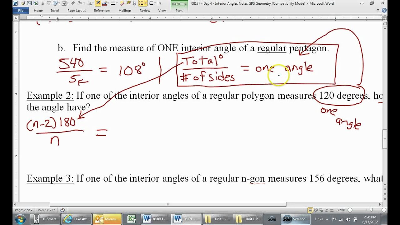 How To Find The Number Of Sides Of A Regular Polygon Given One Angle