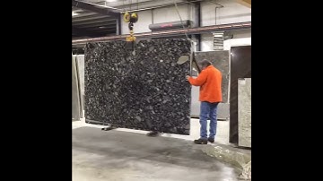 Moving Granite Slabs in Warehouse with Crane - Graniterra Natural Stone St Louis, MO