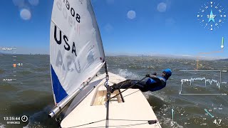 Laser (ILCA) upwind with hiking and sheeting focus in 15 knts wind 7/9/2022