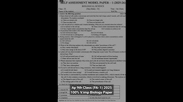 Ap 9th Class (FA-1) Exams 2025 Biology Question Paper V.imp |