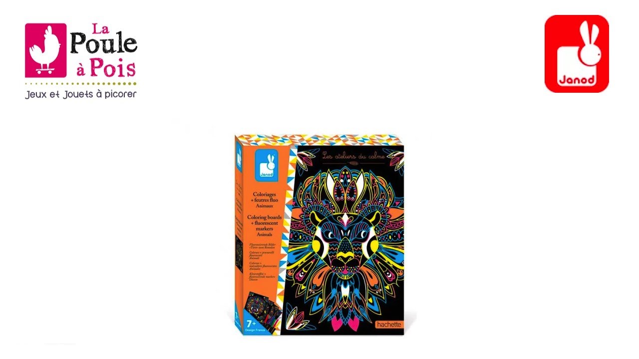 Coloriages et feutres fluo Animaux - Janod - Lapouleapois.fr - YouTube