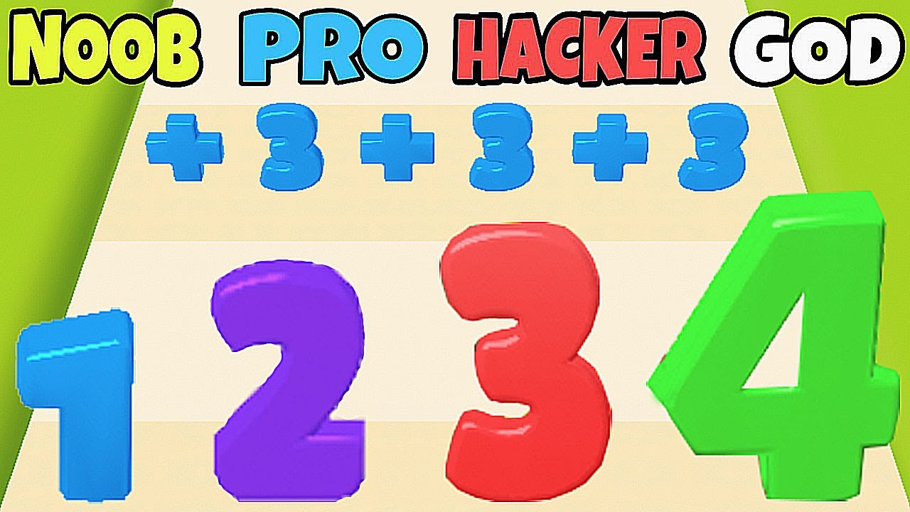 NOOB vs PRO vs HACKER vs GOD in Number Run 3D - All Levels Gameplay, MAX LEVEL