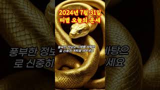 오늘의운세 2024년7월31일 수요일 뱀띠 오늘의 운세 #띠별운세 #재물운 #금전운