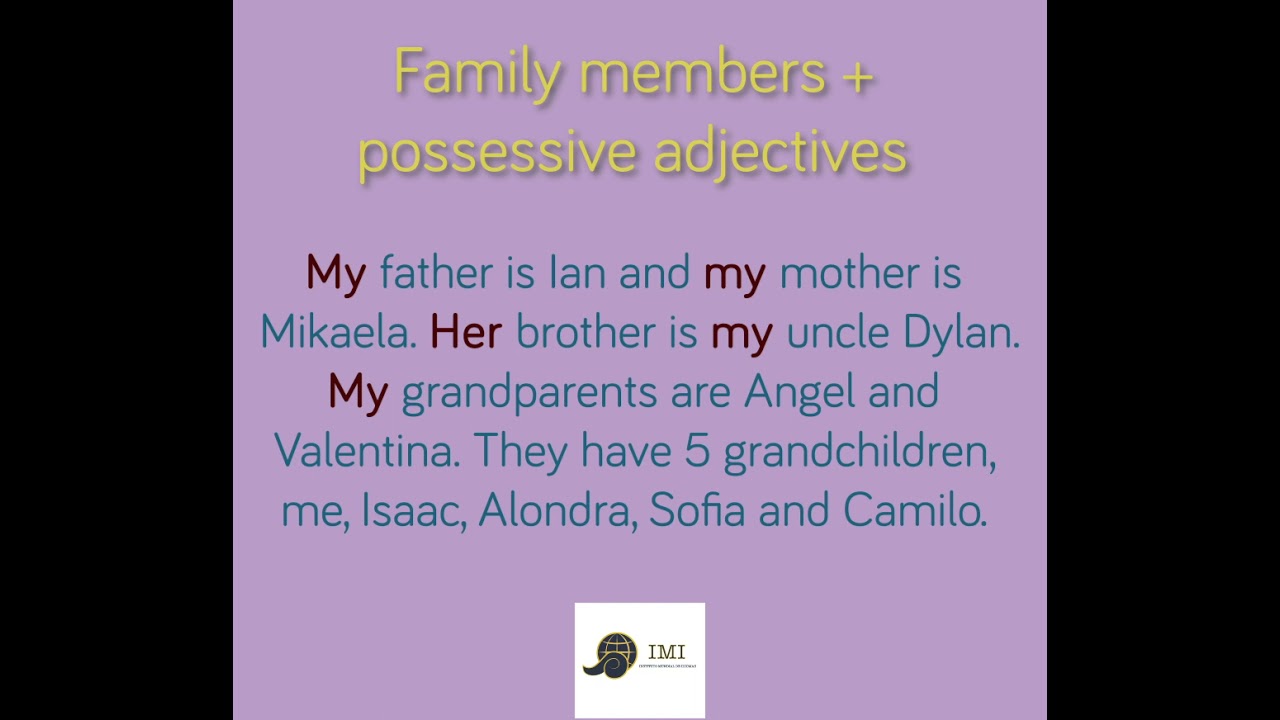 Lesson 6 A1 - Family Members + Possesive Adjectives - English lessons