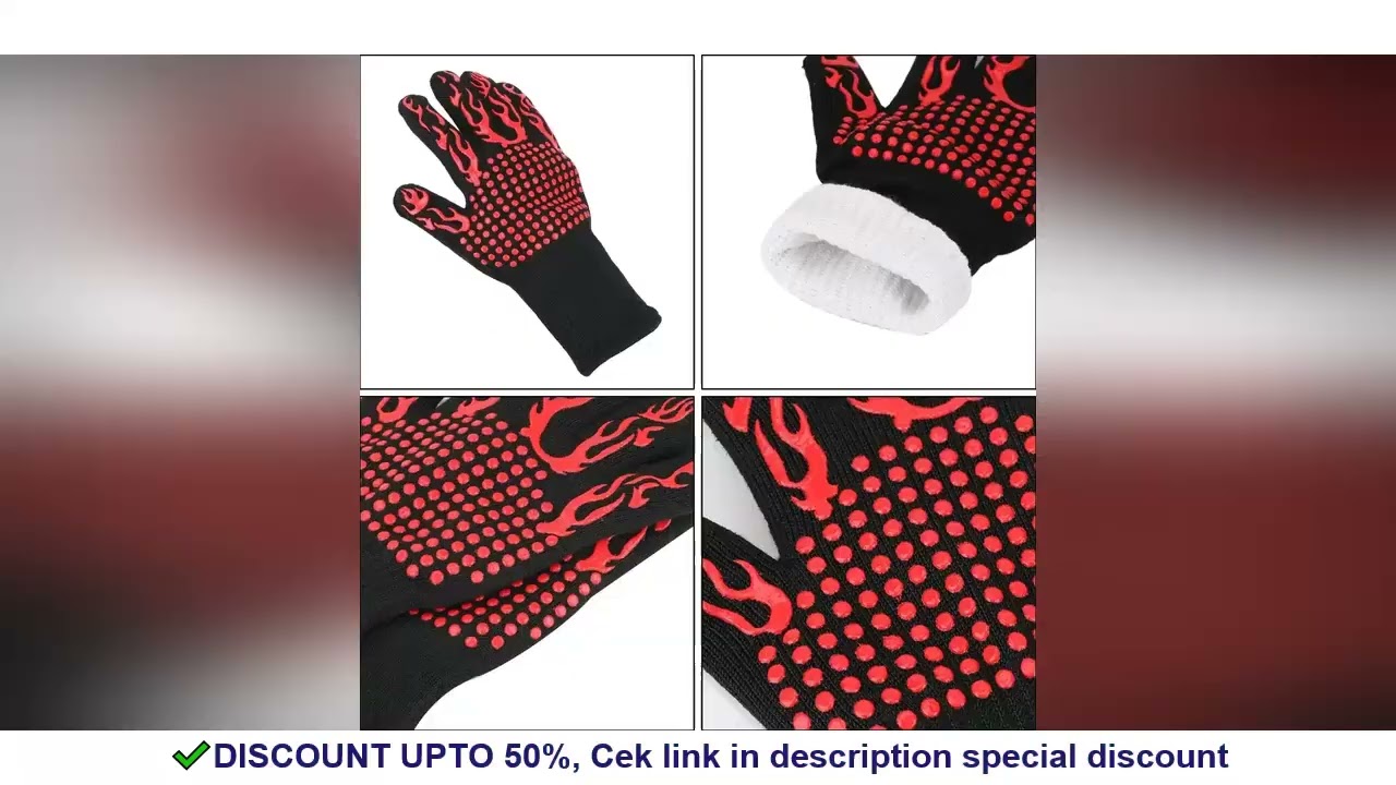 300-500 Centigrade BBQ Fire Gloves Flame Retardant Non-slip Fireproof Extreme Heat Resistant