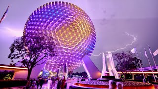 EPCOT 2023 Evening Walk in the Rain in 4K | Walt Disney World Orlando Florida May 2023