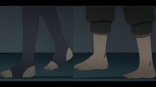 Boruto and Sarada's bare feet close up