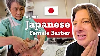 JAPANESE FEMALE BARBER SHAVES w/ PRECISION -- in a Tokyo Minute! Atami, Japan (ASMR)