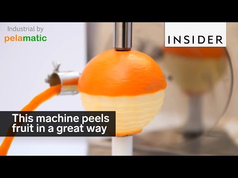 This machine peels oranges in the most perfect way