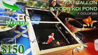 $150 INDOOR KOI & GOLDFISH POND (PART 2) + DIY POND FILTER by HOUSE BILLINGS 6,813 views 3 years ago 12 minutes, 55 seconds