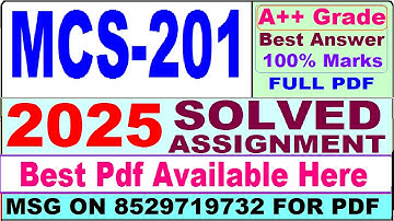 MCS 201 solved assignment 2025 || mcs 201 solved assignment 2024-25 in English || ignou mcs201 2025