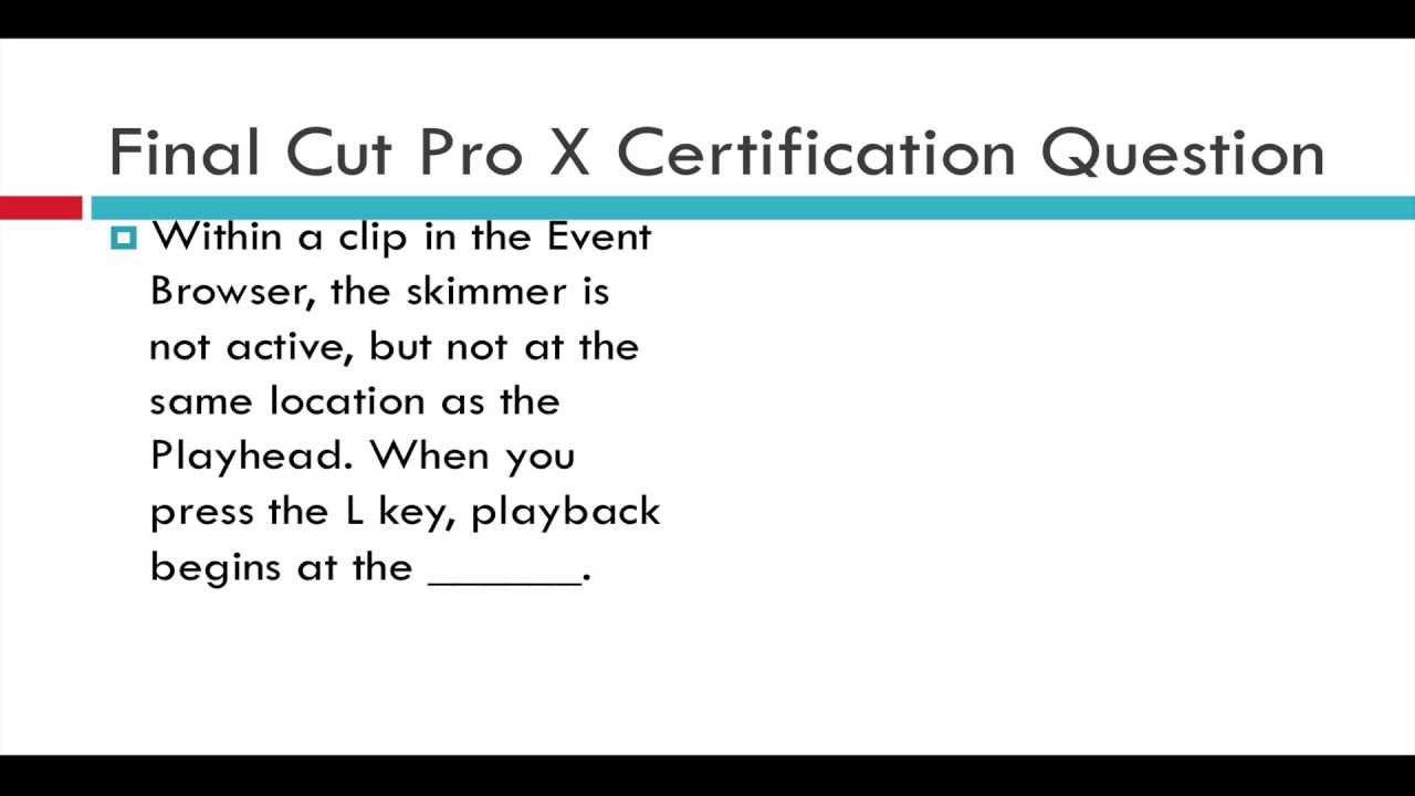 free final cut pro x certification practice test
