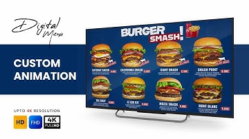 Custom Animation | Horizontal Screen | Digital Menu | Digital Signage | Digital Menu Board