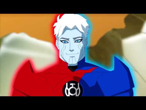 Red Lantern transforms into Red/Blue Lantern Razer