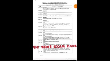 VBU UG SEM 1 EXAM DATE RELEASE ||VBU EXAM