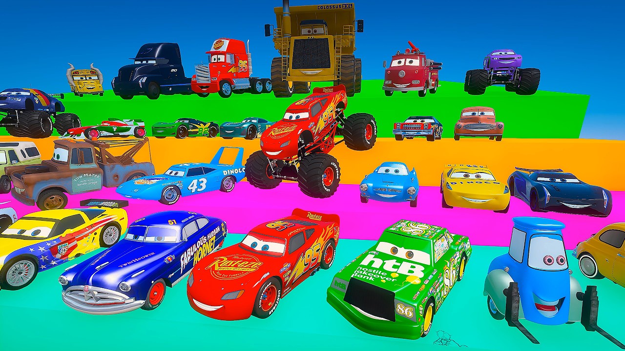 Cars Challenge McQueen The King Cruz Ramirez Tow Truck Mater Mack and Friends Monster Truck
