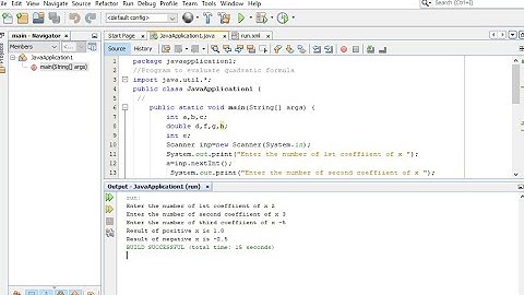 java Program to evaluate quadratic formula