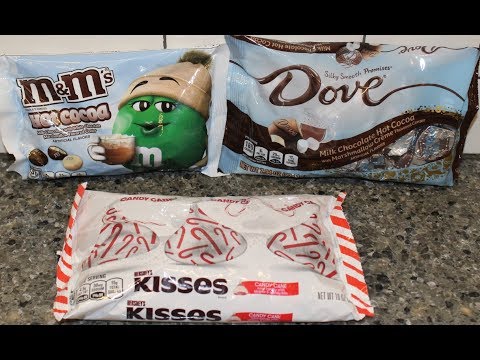 Hot Cocoa M&M’s, Milk Chocolate Hot Cocoa Dove & Candy Cane Hershey’s Kisses Review
