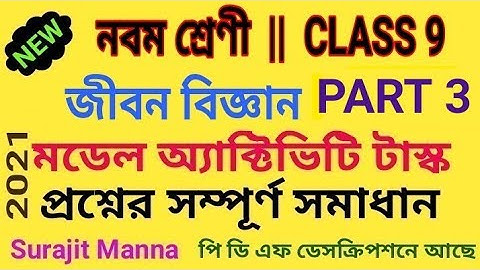 মডেল অ্যাক্টিভিটি টাস্ক,পার্ট ৩|নবম শ্রেণী|জীবন বিজ্ঞান(LIFE SCIENCE)|Class 9|WBBSE 2021