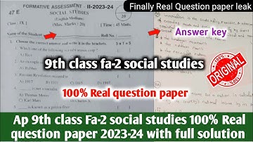 ap 9th class fa2 social studies question paper 2023|9th class social studies fa2 exam paper 2023