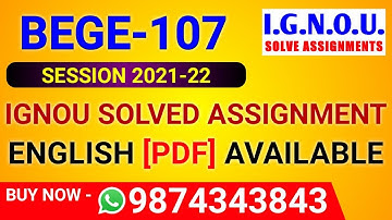 BEGE 107 Solved Assignment 2021-22 in English, BEGE-107 Solved Assignment 2022, BEGE 107 Assignment