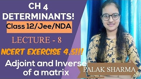 L-8||Ncert Exercise 4.5 || Adjoint and Inverse of a matrix ||Class 12 |Ch 4  ||Palak Sharma