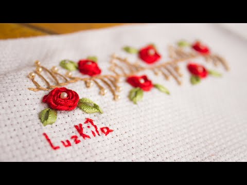 Bordado a mano:puntada decorativa#31/Con cintas o listón+hilo/ @conluzkita /Ribbon embroidery border