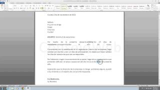 Como hacer una carta de solicitud de vacaciones en word 2010 - YouTube