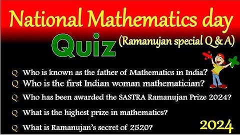 National Mathematics day quiz in english 2024 Ramanujan quiz 2024 Quiz on maths quiz in english 2024