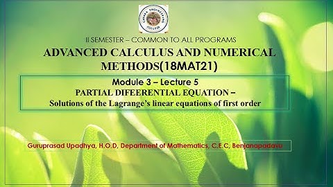 VTU ACNM18MAT21 M3 L5 SOLUTION OF LAGRANGE