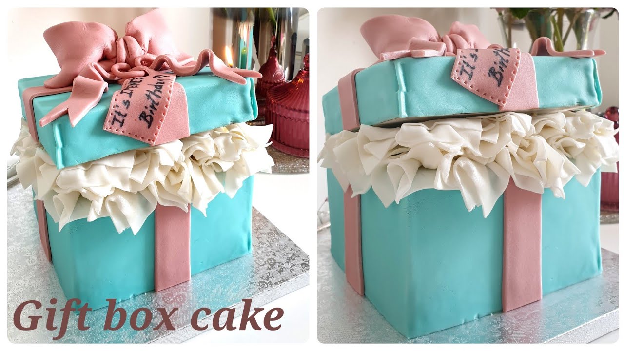 cake design tutoriel: Boite à cadeau / cake decorating / مراحل تزيين كعكة  على شكل هدية 