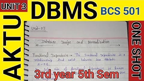 DBMS Unit 03 Database Design and Normalization || One Shot || AKTU